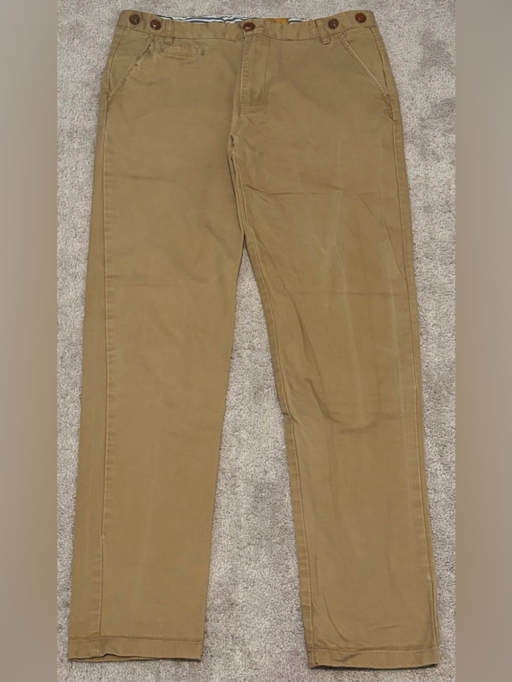 Fusai Men’s Khaki Brown Suspender Button Pants Size 34x32